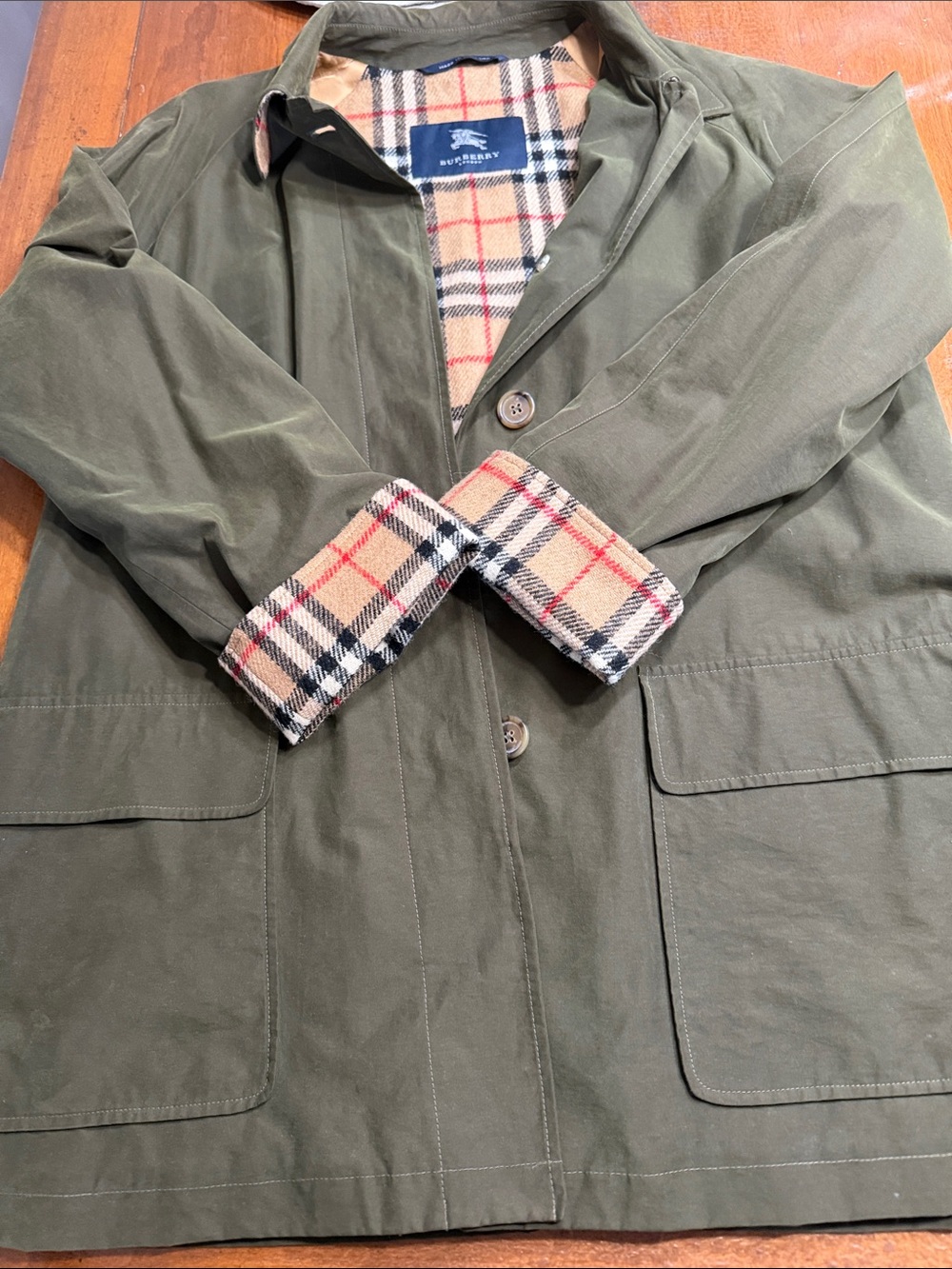 Burberry Olive Trench Coat with Iconic Beige Check Lining